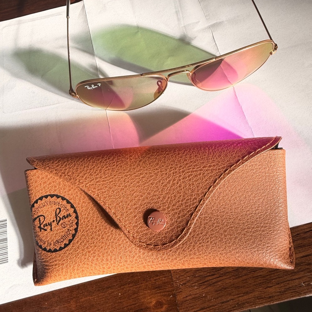 Ray-Ban Gold Frame with Purple Lenses Sunglasses - Picture 5 of 6